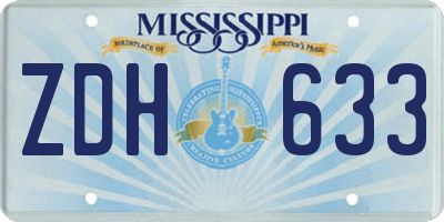 MS license plate ZDH633