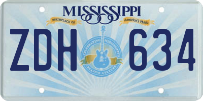 MS license plate ZDH634
