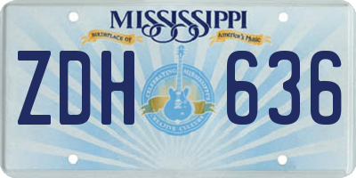 MS license plate ZDH636