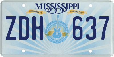 MS license plate ZDH637