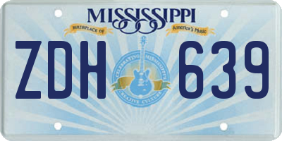 MS license plate ZDH639