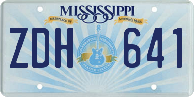 MS license plate ZDH641