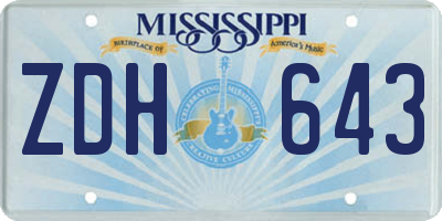 MS license plate ZDH643