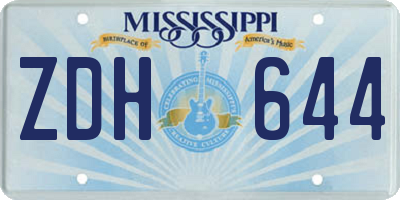 MS license plate ZDH644