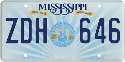 MS license plate ZDH646