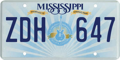 MS license plate ZDH647