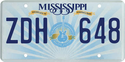 MS license plate ZDH648
