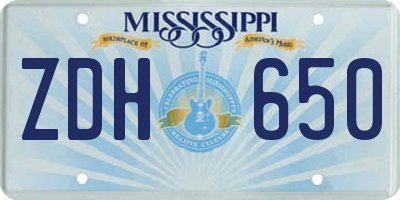 MS license plate ZDH650