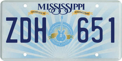 MS license plate ZDH651
