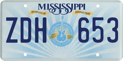 MS license plate ZDH653