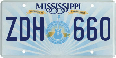 MS license plate ZDH660