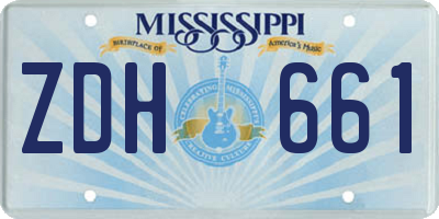 MS license plate ZDH661