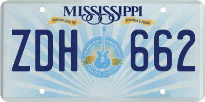 MS license plate ZDH662
