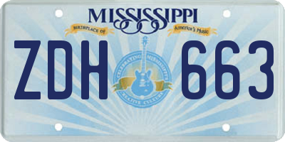 MS license plate ZDH663