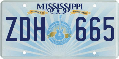 MS license plate ZDH665