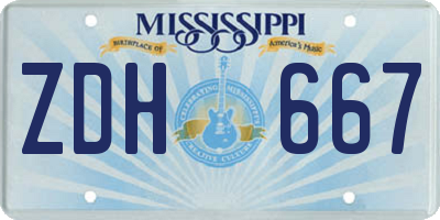 MS license plate ZDH667