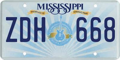 MS license plate ZDH668
