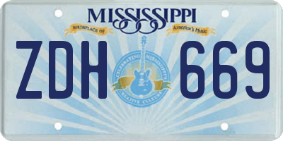 MS license plate ZDH669