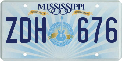 MS license plate ZDH676