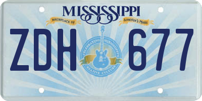 MS license plate ZDH677