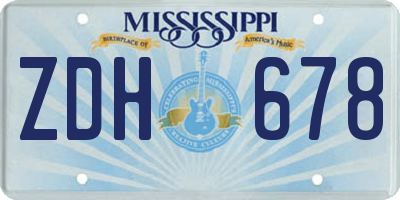 MS license plate ZDH678