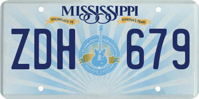 MS license plate ZDH679