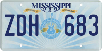 MS license plate ZDH683