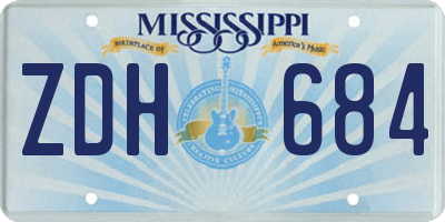 MS license plate ZDH684