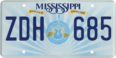 MS license plate ZDH685