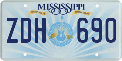 MS license plate ZDH690