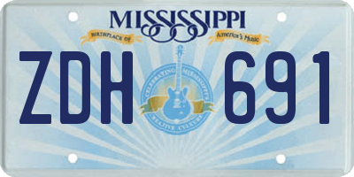 MS license plate ZDH691