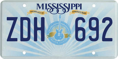 MS license plate ZDH692