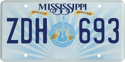 MS license plate ZDH693