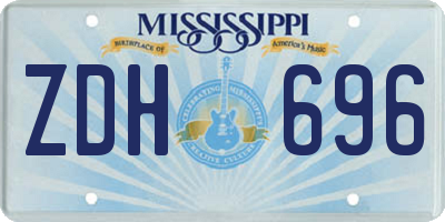 MS license plate ZDH696