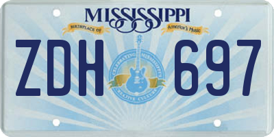 MS license plate ZDH697