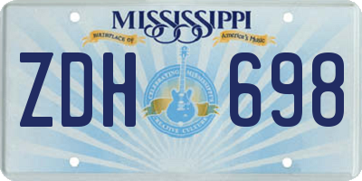 MS license plate ZDH698