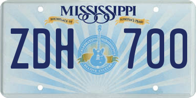 MS license plate ZDH700