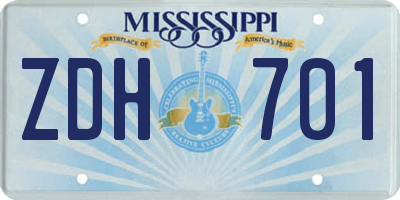 MS license plate ZDH701