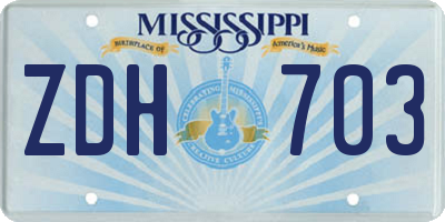 MS license plate ZDH703