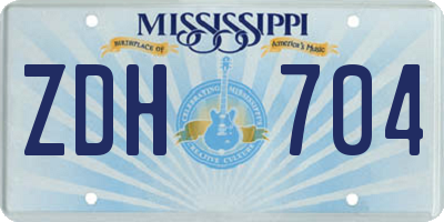 MS license plate ZDH704