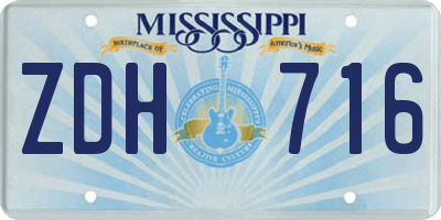 MS license plate ZDH716