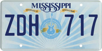 MS license plate ZDH717