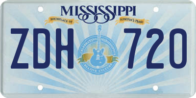 MS license plate ZDH720