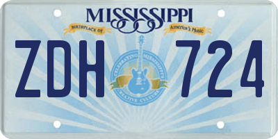 MS license plate ZDH724
