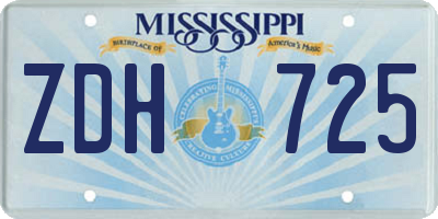MS license plate ZDH725
