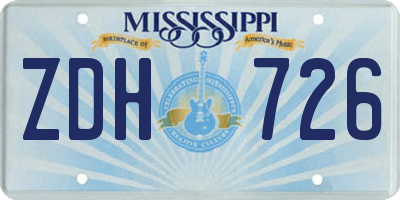 MS license plate ZDH726