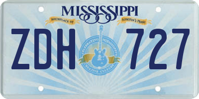 MS license plate ZDH727