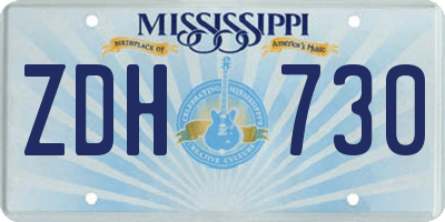 MS license plate ZDH730