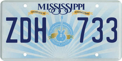 MS license plate ZDH733
