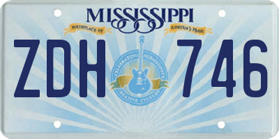 MS license plate ZDH746